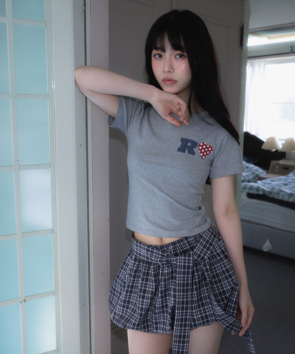 로제프란츠(ROSEFRANTZ) Dot Heart Cotton T-Shirt [Gray]