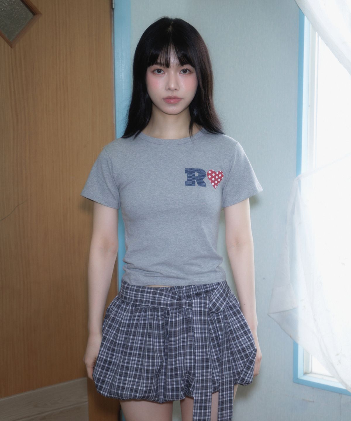 로제프란츠(ROSEFRANTZ) Dot Heart Cotton T-Shirt [Gray]