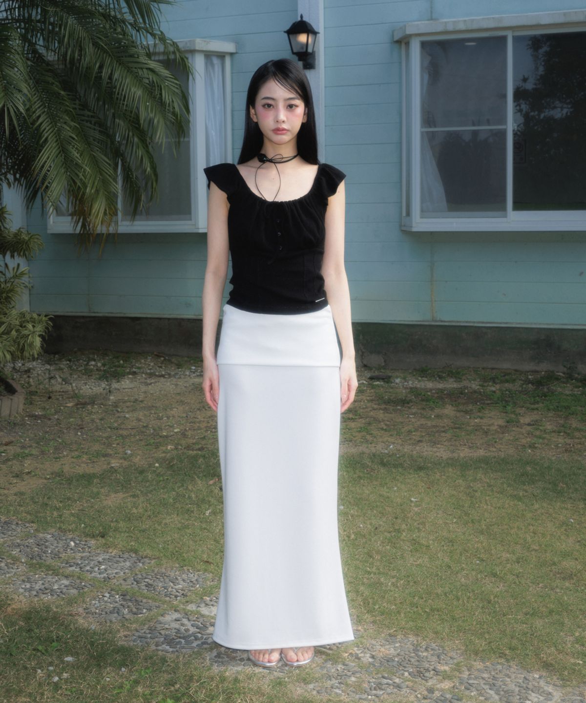 로제프란츠(ROSEFRANTZ) Ribbon Shirring Sleeveless [Black]