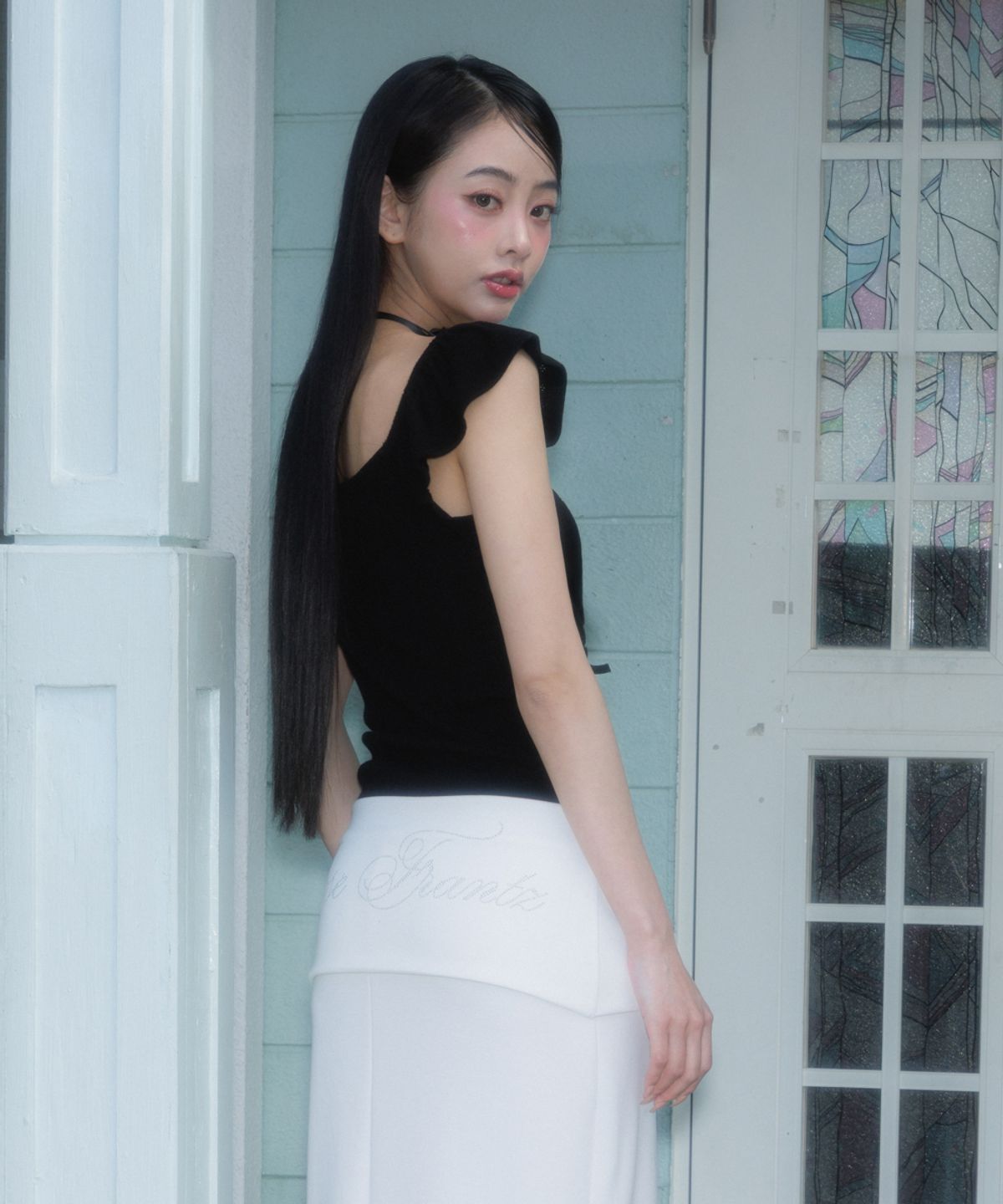 로제프란츠(ROSEFRANTZ) Ribbon Shirring Sleeveless [Black]