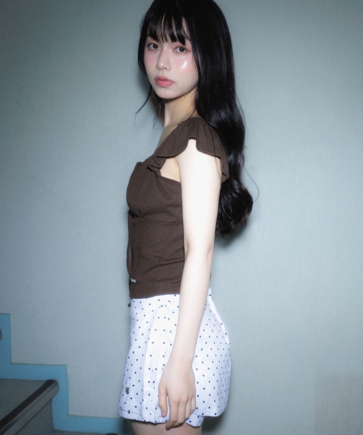 로제프란츠(ROSEFRANTZ) Ribbon Shirring Sleeveless [Brown]