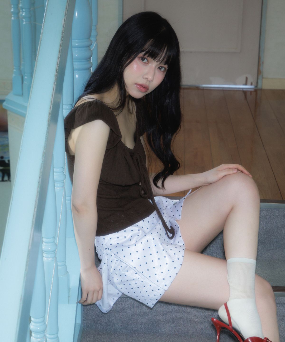 로제프란츠(ROSEFRANTZ) Ribbon Shirring Sleeveless [Brown]