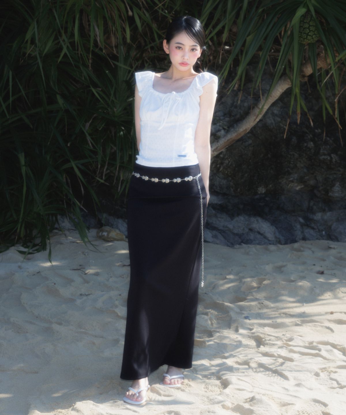 로제프란츠(ROSEFRANTZ) Ribbon Shirring Sleeveless [Ivory]