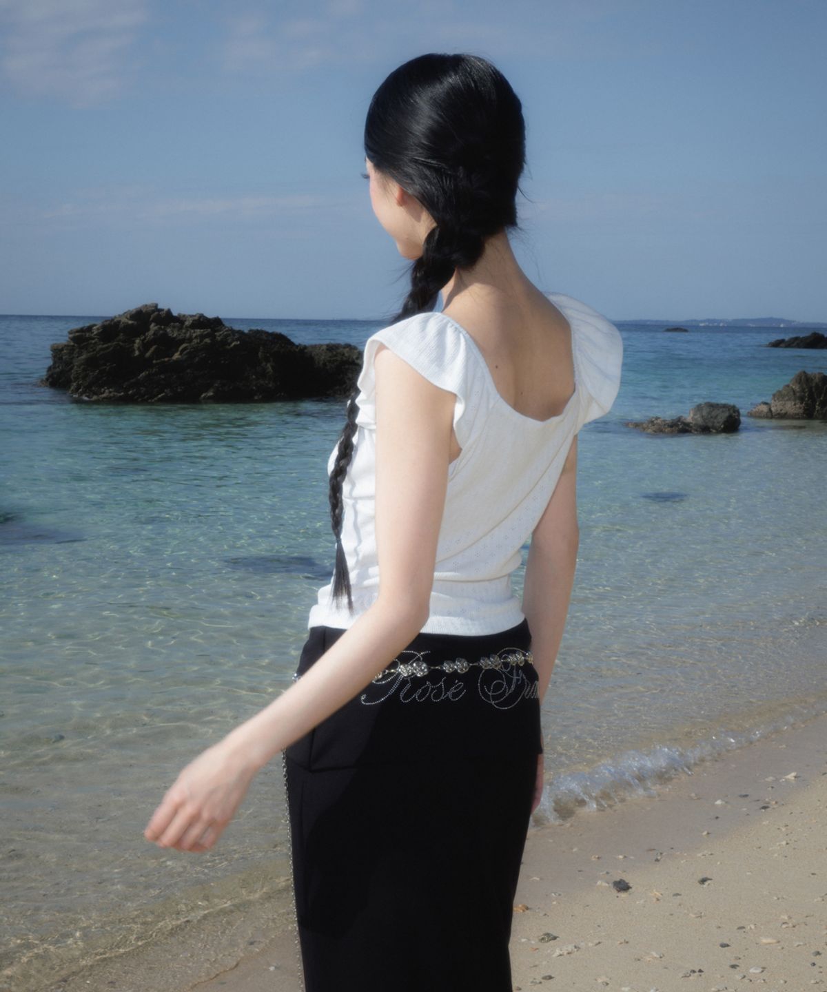 로제프란츠(ROSEFRANTZ) Ribbon Shirring Sleeveless [Ivory]