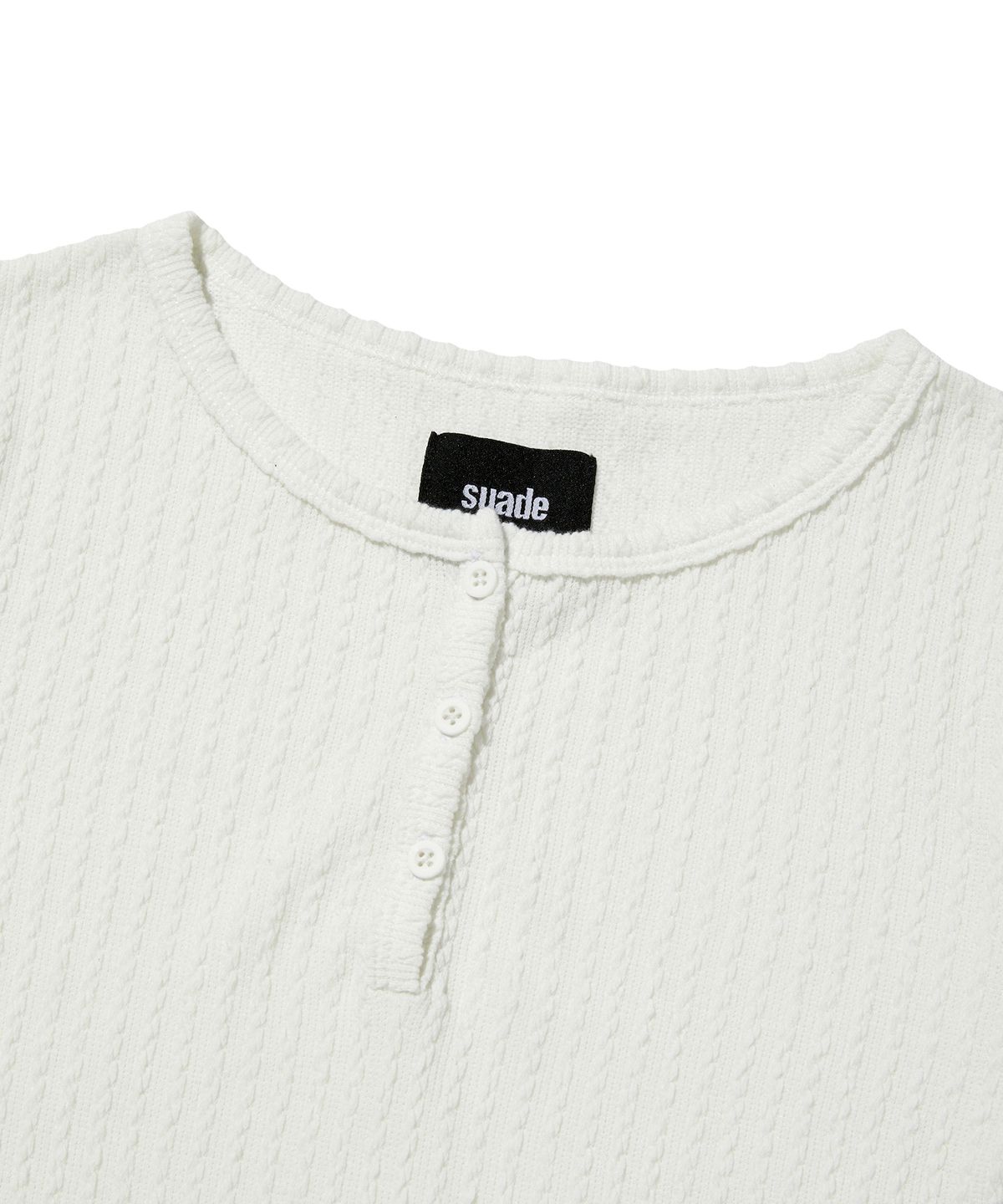 스웨이드(SUADE) CABLE HENLEY NECK [WHITE]