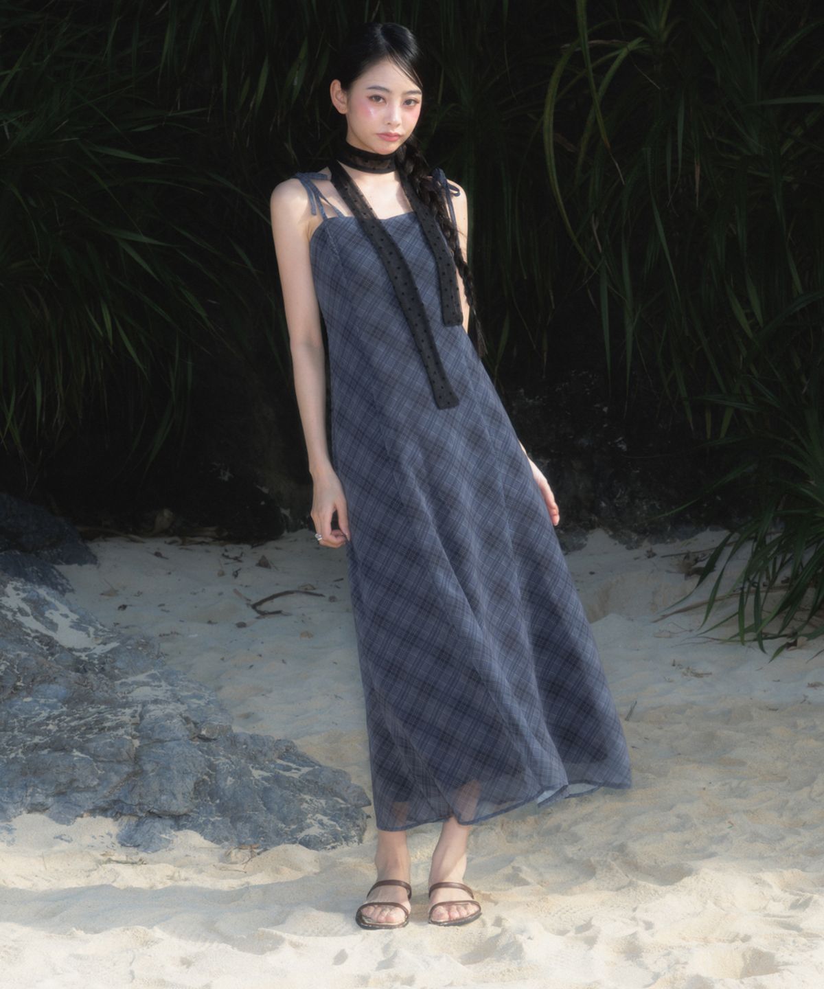 로제프란츠(ROSEFRANTZ) Sheer Grace Slim Long Dress [Black]