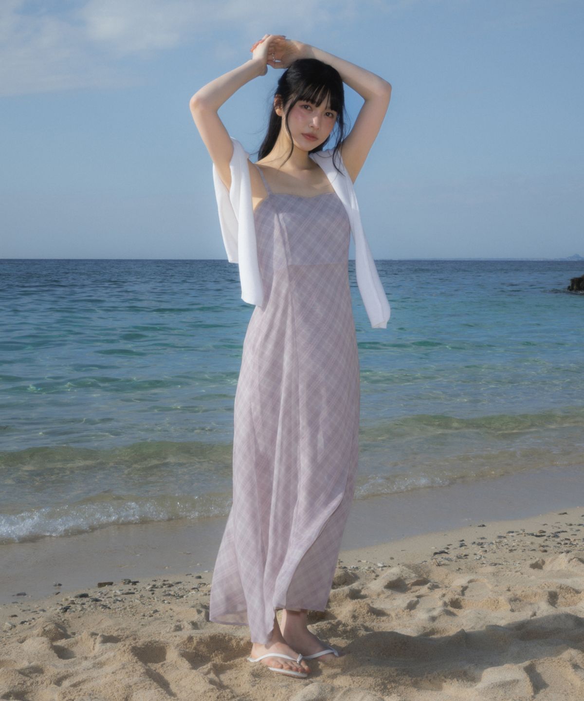 로제프란츠(ROSEFRANTZ) Sheer Grace Slim Long Dress [Pink]