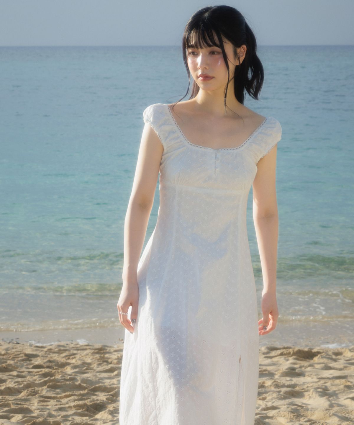 로제프란츠(ROSEFRANTZ) Floral Lace Slim Long Dress [Ivory]