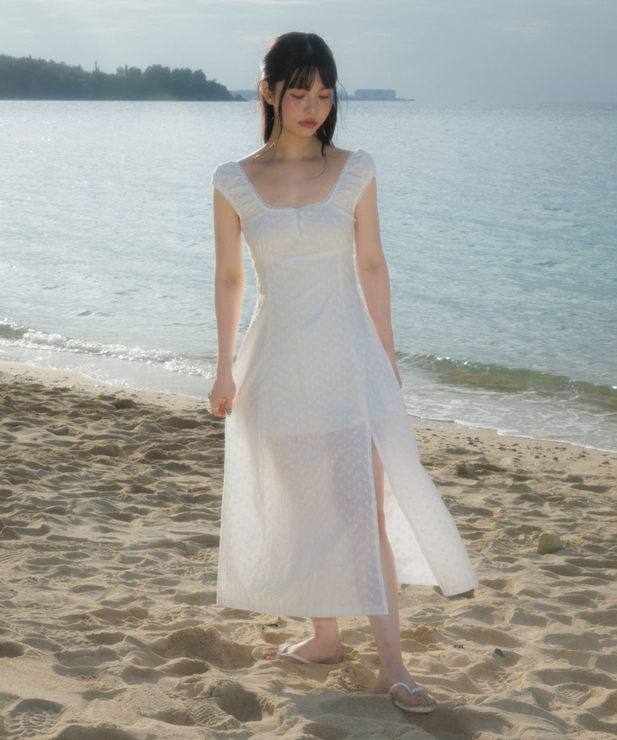 로제프란츠(ROSEFRANTZ) Floral Lace Slim Long Dress [Ivory]