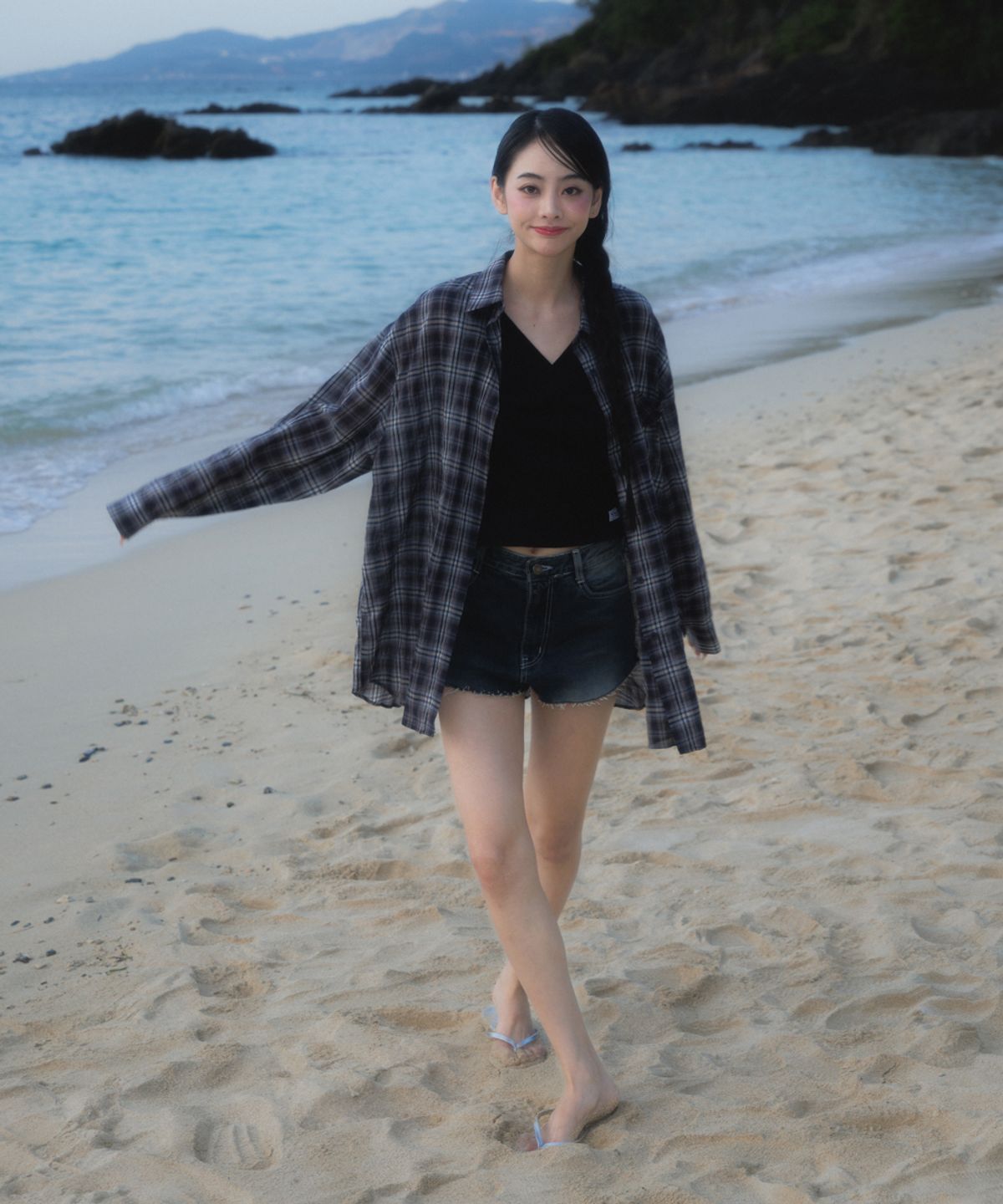 로제프란츠(ROSEFRANTZ) See-through Check Overfit Shirt [Navy]