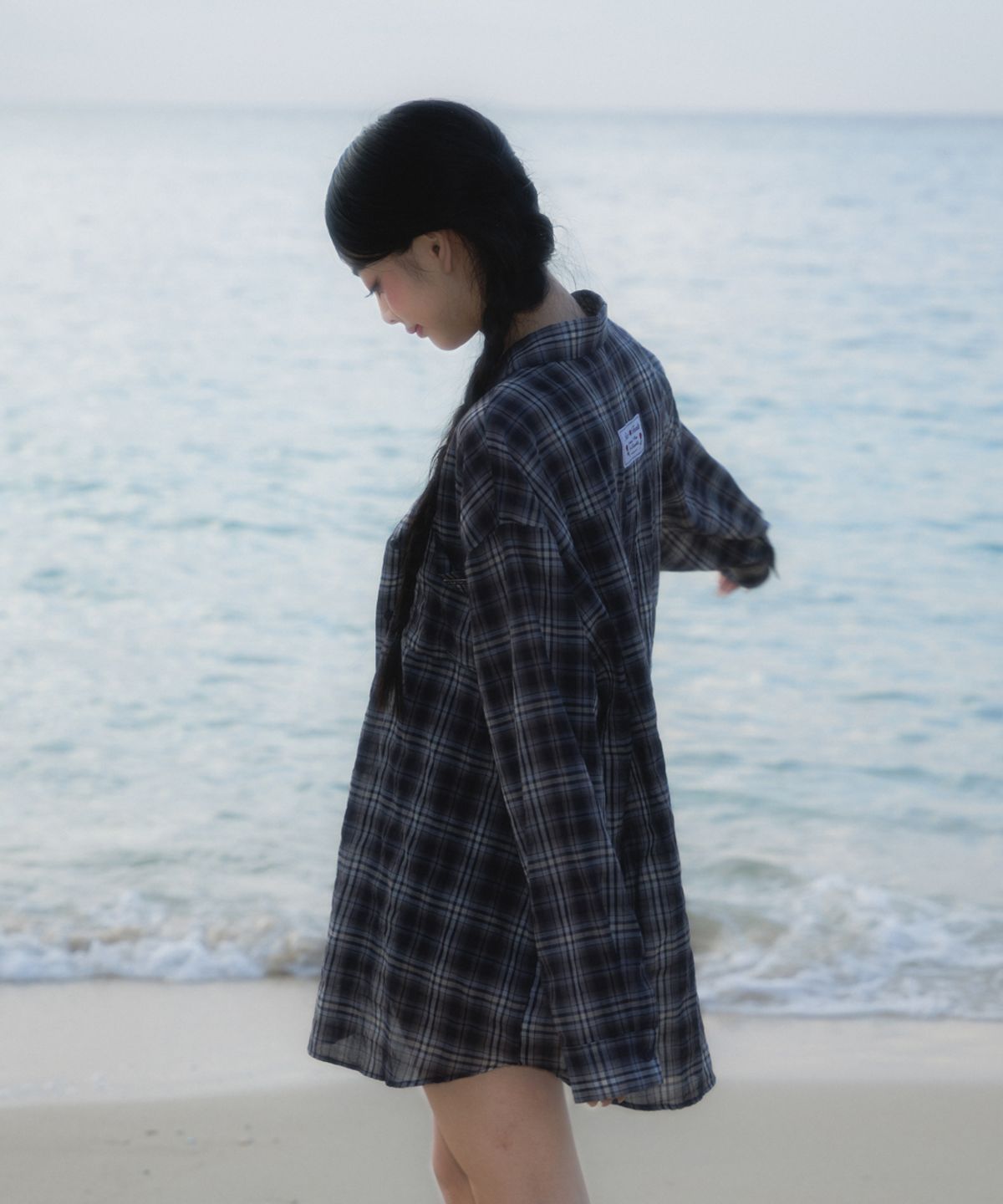 로제프란츠(ROSEFRANTZ) See-through Check Overfit Shirt [Navy]