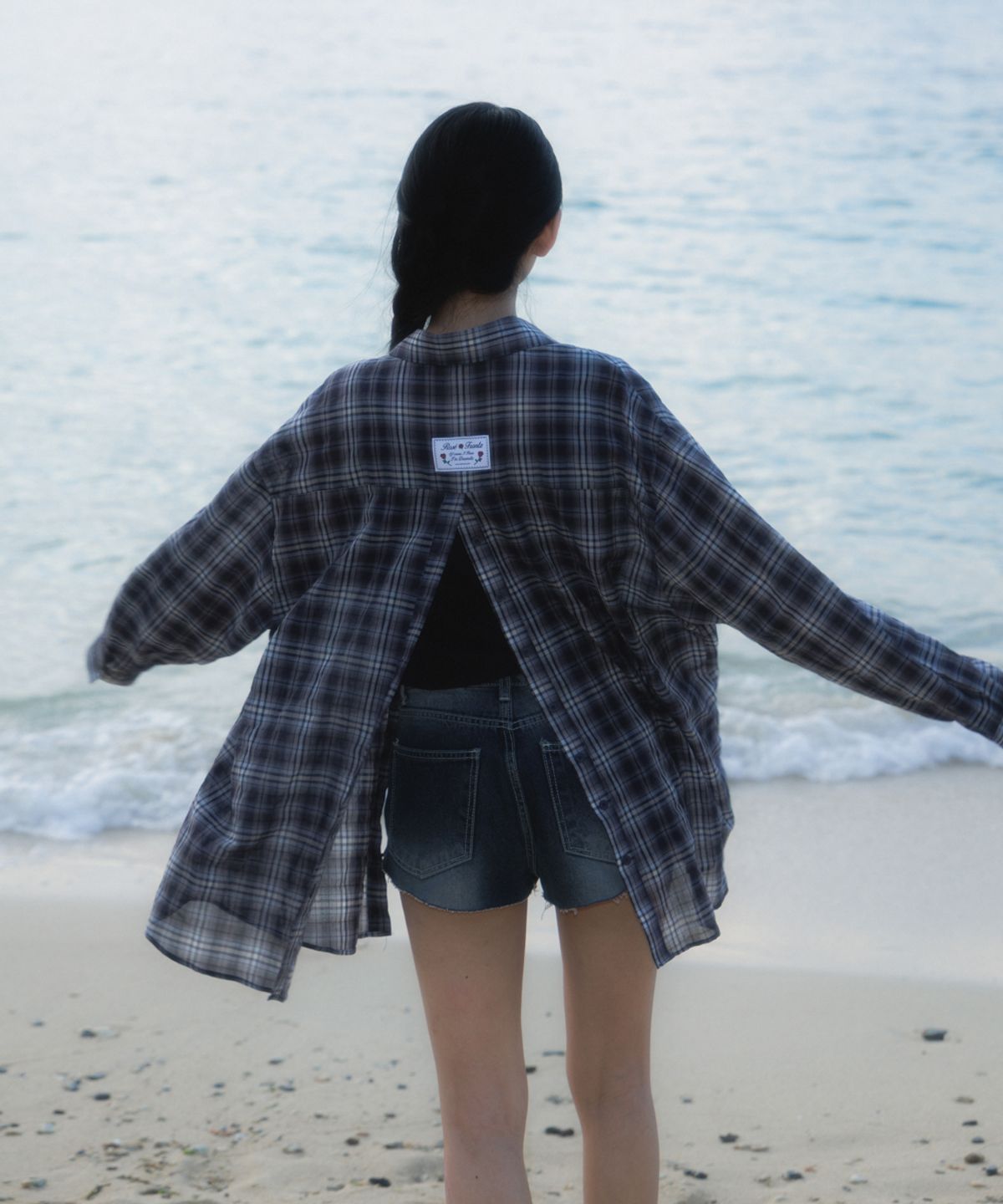 로제프란츠(ROSEFRANTZ) See-through Check Overfit Shirt [Navy]