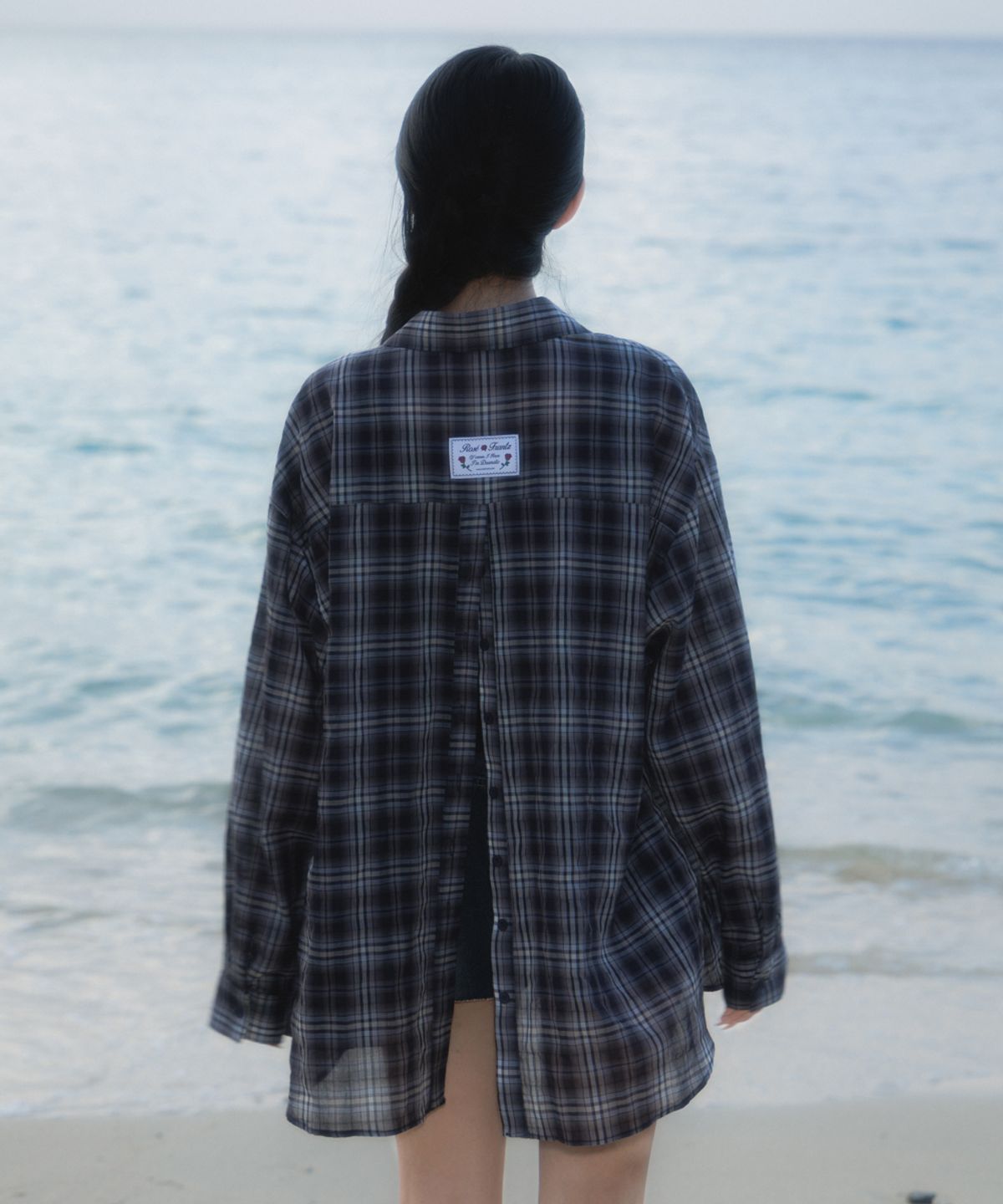 로제프란츠(ROSEFRANTZ) See-through Check Overfit Shirt [Navy]
