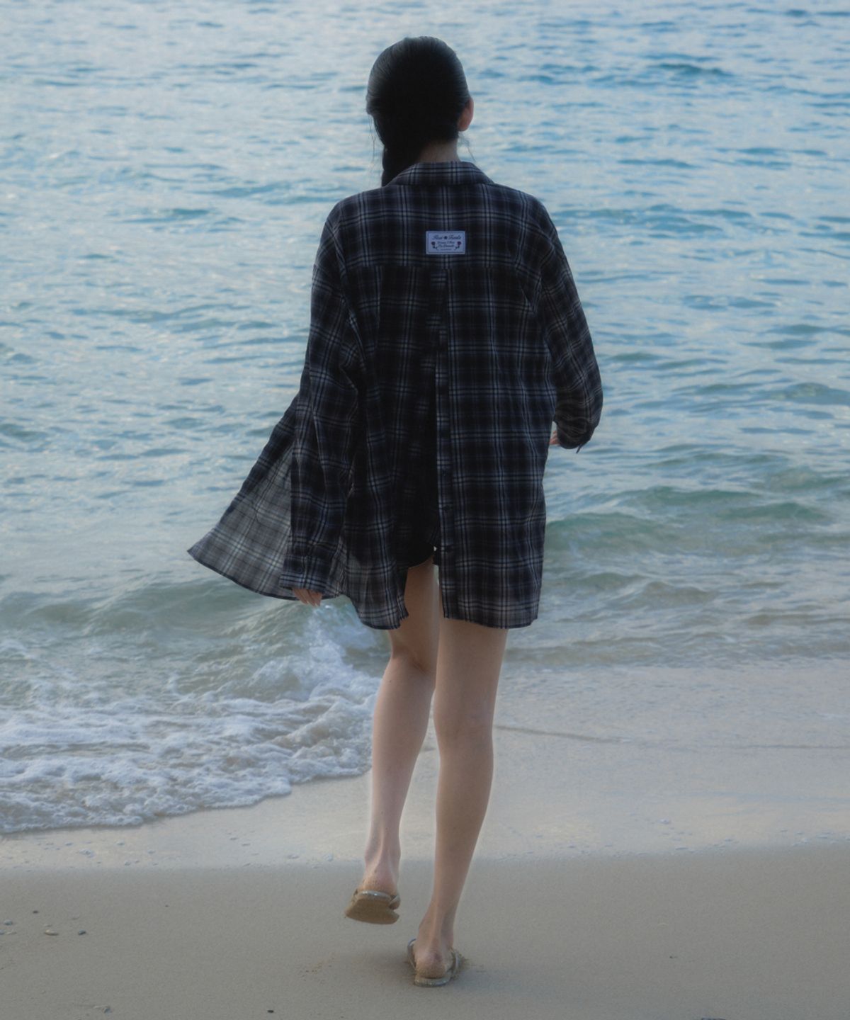 로제프란츠(ROSEFRANTZ) See-through Check Overfit Shirt [Navy]