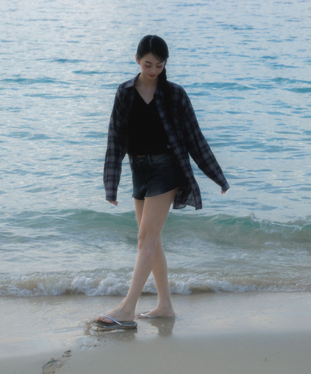 로제프란츠(ROSEFRANTZ) See-through Check Overfit Shirt [Navy]