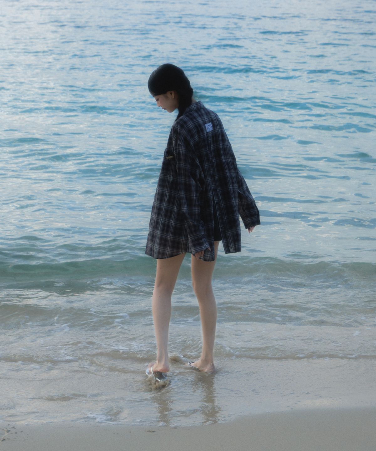 로제프란츠(ROSEFRANTZ) See-through Check Overfit Shirt [Navy]