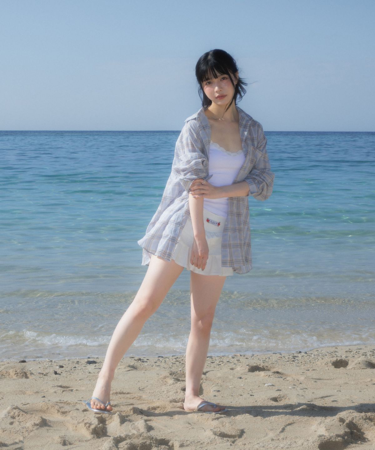 로제프란츠(ROSEFRANTZ) See-through Check Overfit Shirt [Sky Blue]