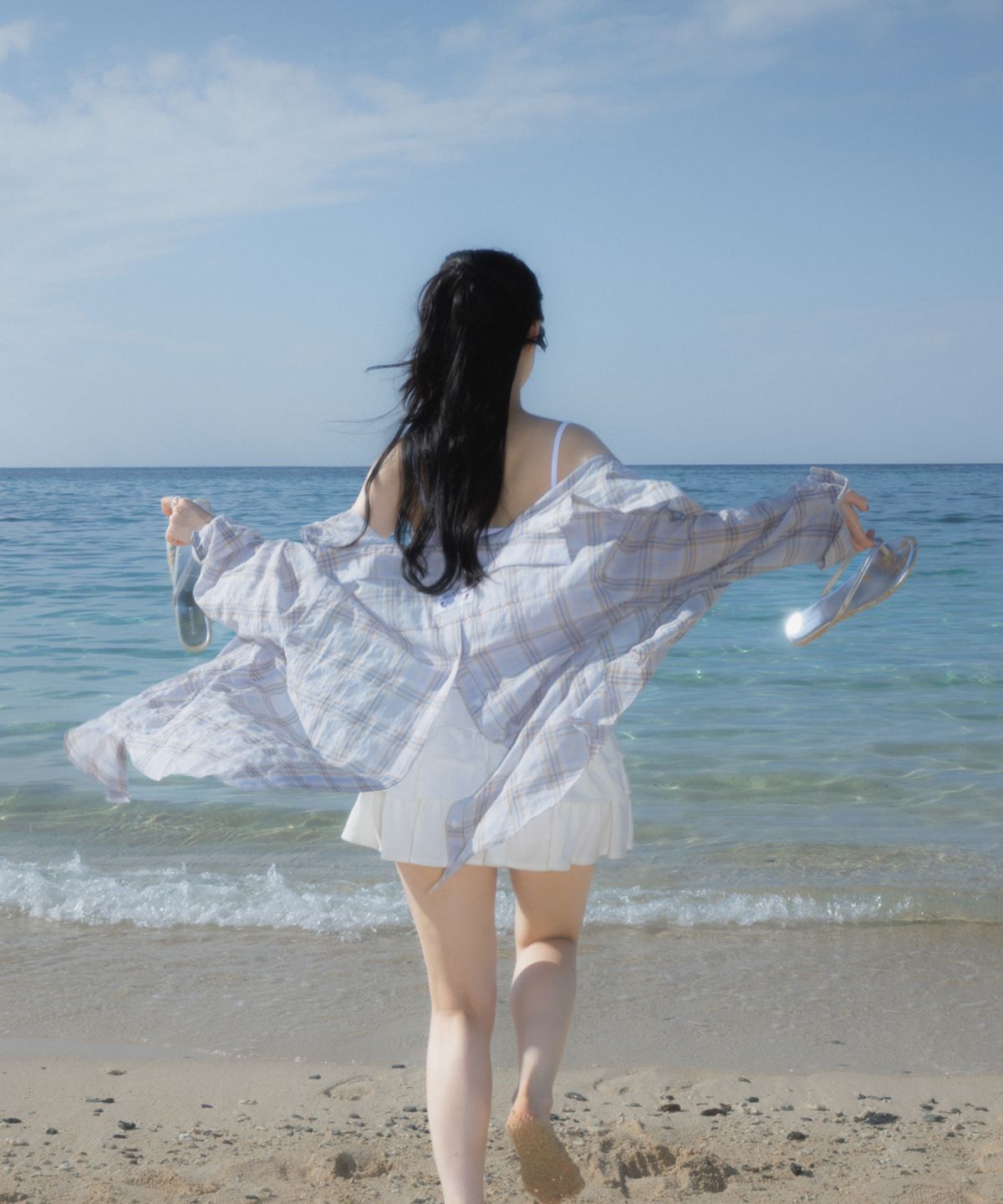 로제프란츠(ROSEFRANTZ) See-through Check Overfit Shirt [Sky Blue]