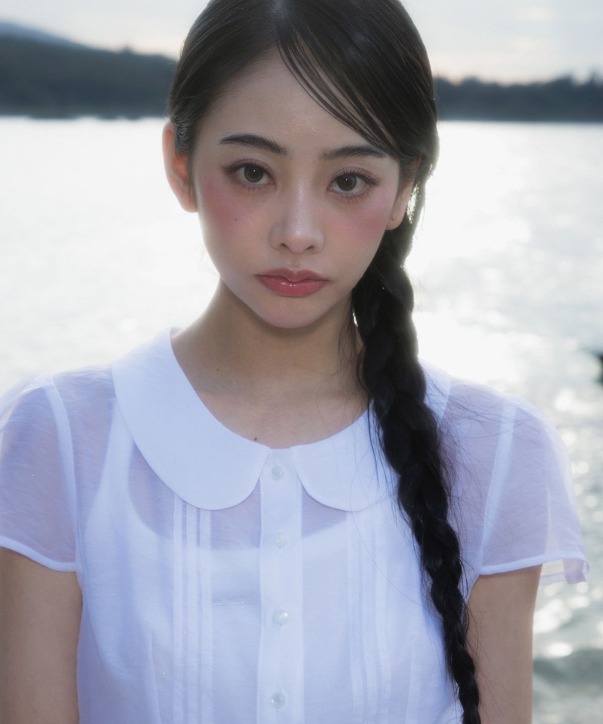 로제프란츠(ROSEFRANTZ) See-through Pleat Short Sleeved Blouse [Ivory]
