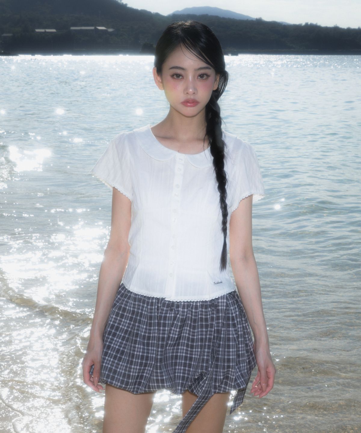 로제프란츠(ROSEFRANTZ) Round Collar Short Sleeve Blouse [Ivory]