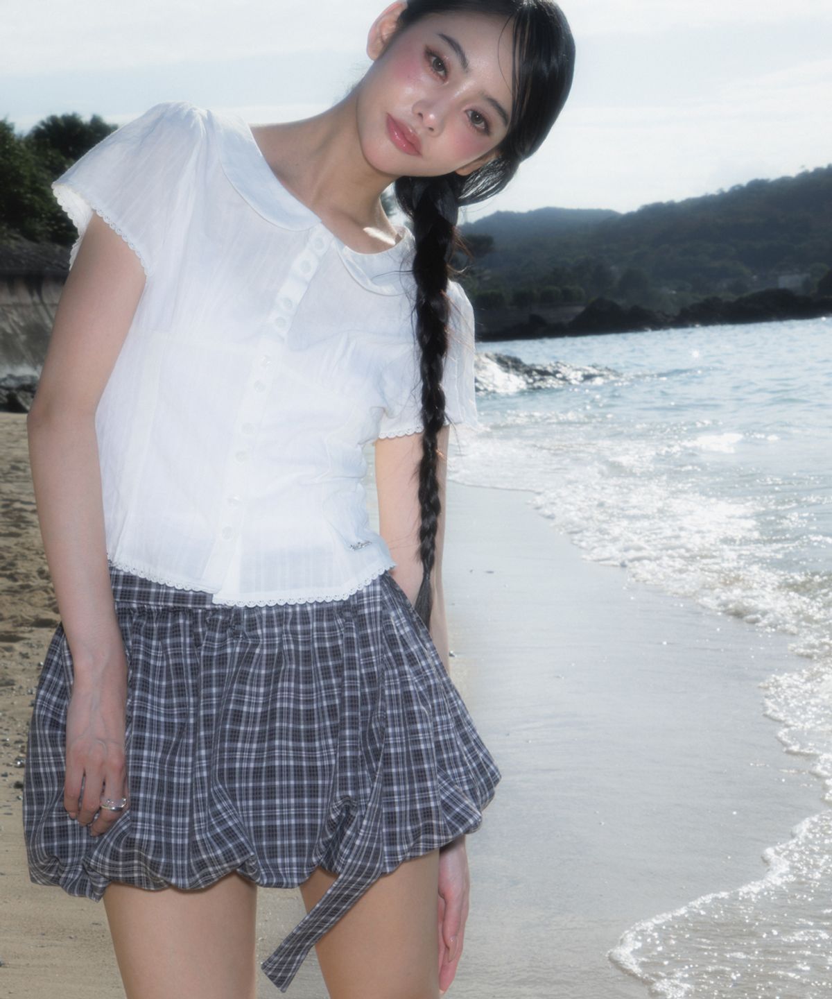 로제프란츠(ROSEFRANTZ) Round Collar Short Sleeve Blouse [Ivory]