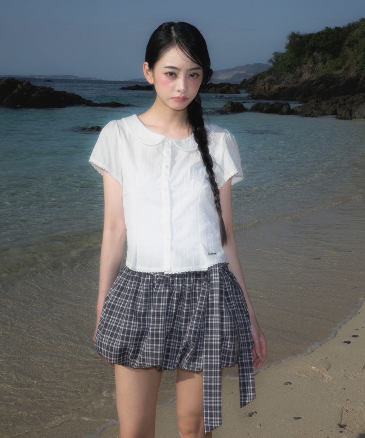 로제프란츠(ROSEFRANTZ) Round Collar Short Sleeve Blouse [Ivory]