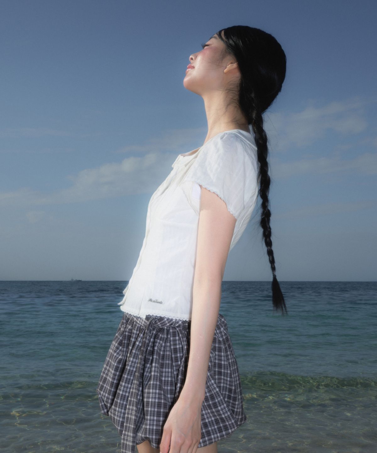 로제프란츠(ROSEFRANTZ) Round Collar Short Sleeve Blouse [Ivory]