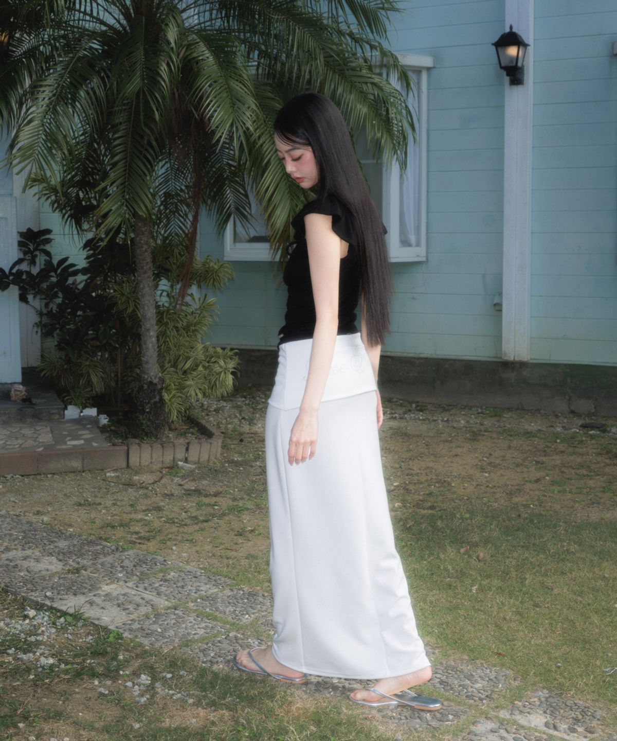 로제프란츠(ROSEFRANTZ) Folding Waist Maxi Long Skirt [Ivory]