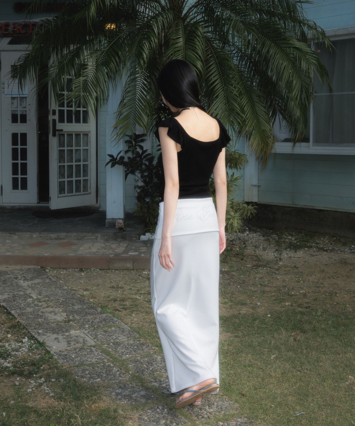 로제프란츠(ROSEFRANTZ) Folding Waist Maxi Long Skirt [Ivory]