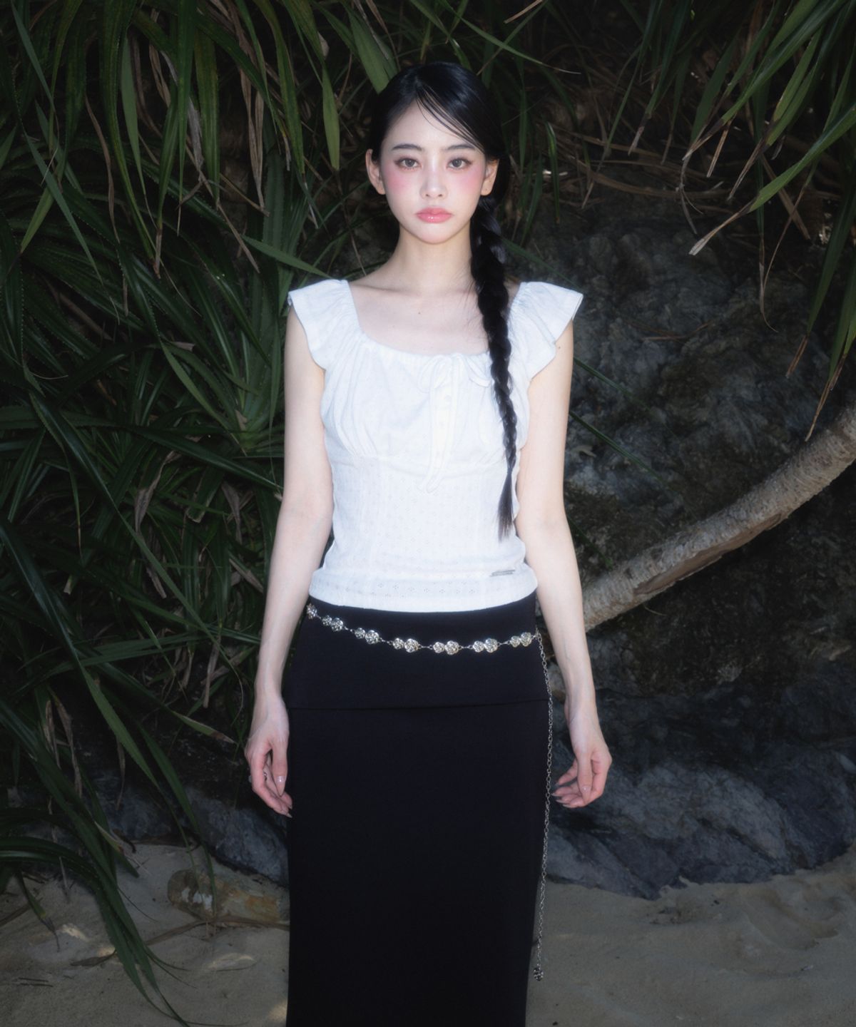 로제프란츠(ROSEFRANTZ) Folding Waist Maxi Long Skirt [Black]