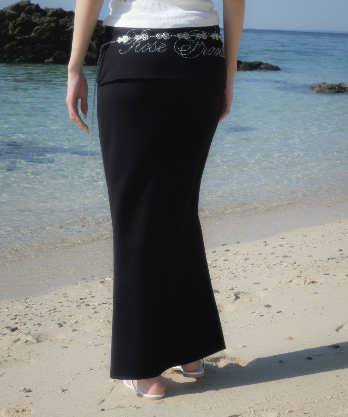 로제프란츠(ROSEFRANTZ) Folding Waist Maxi Long Skirt [Black]