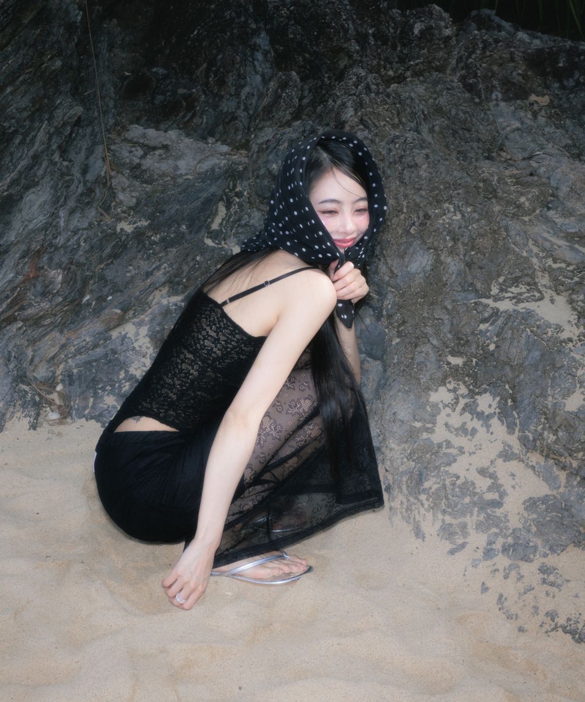 로제프란츠(ROSEFRANTZ) Lace Lowrise Long Skirt [Black]