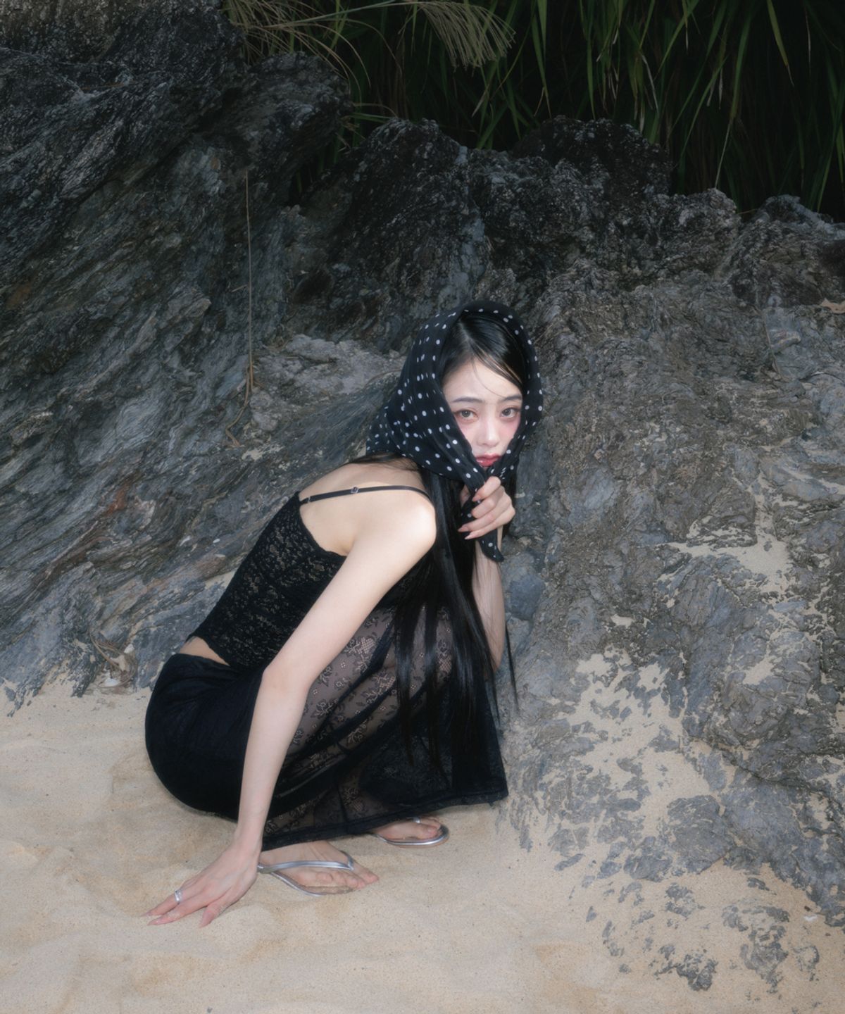 로제프란츠(ROSEFRANTZ) Lace Lowrise Long Skirt [Black]