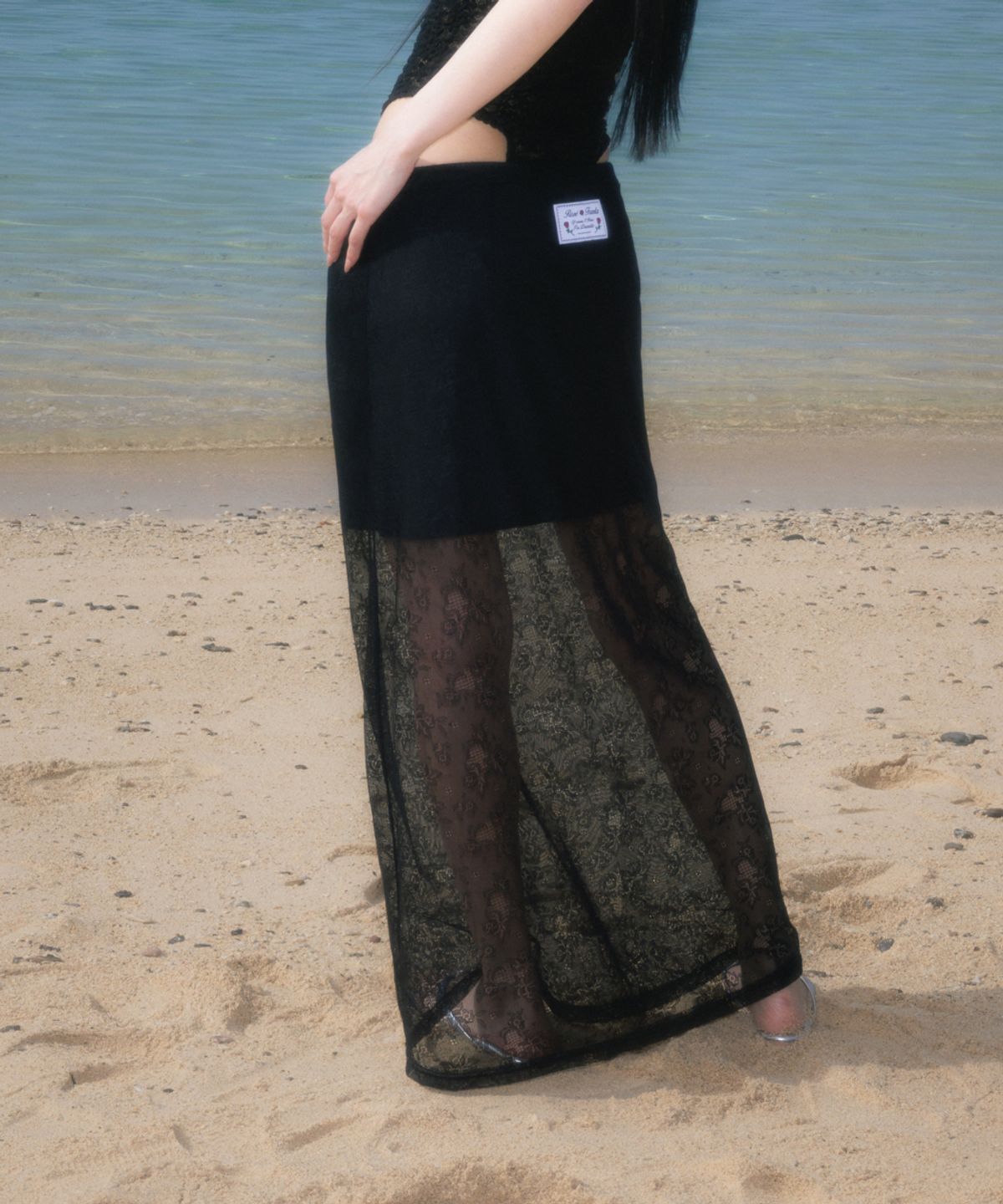 로제프란츠(ROSEFRANTZ) Lace Lowrise Long Skirt [Black]