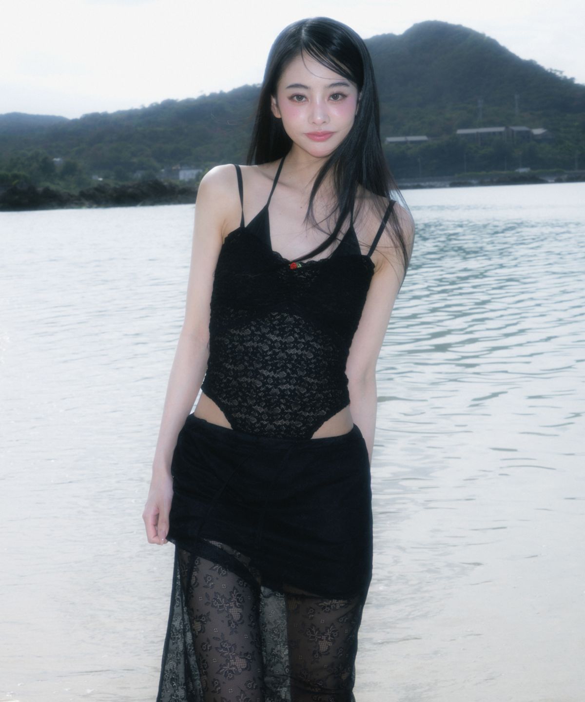로제프란츠(ROSEFRANTZ) Lace Lowrise Long Skirt [Black]