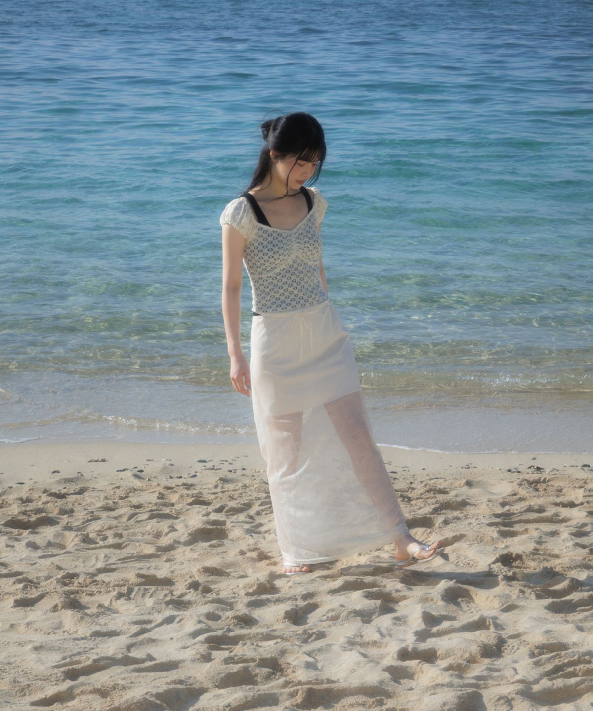 로제프란츠(ROSEFRANTZ) Lace Lowrise Long Skirt [Cream]