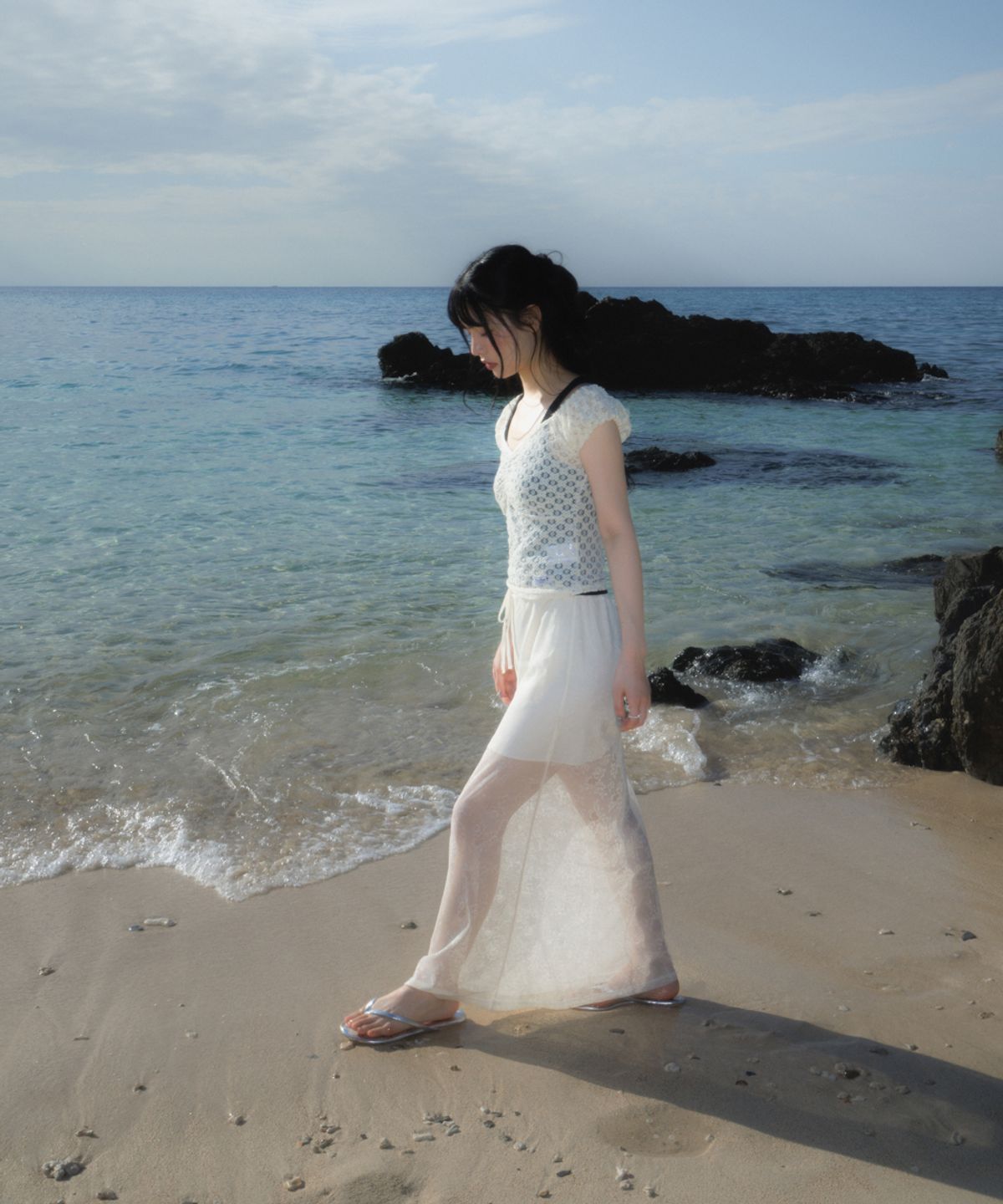 로제프란츠(ROSEFRANTZ) Lace Lowrise Long Skirt [Cream]