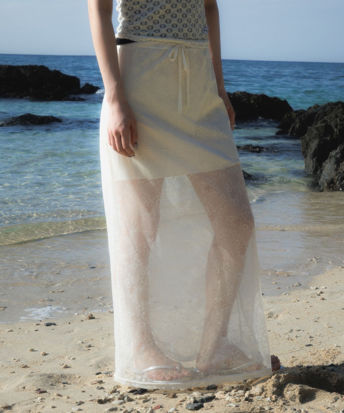 로제프란츠(ROSEFRANTZ) Lace Lowrise Long Skirt [Cream]