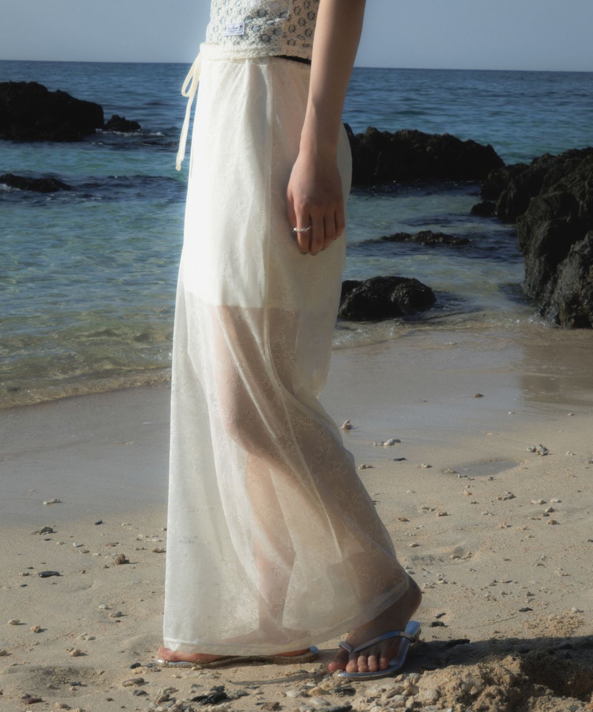 로제프란츠(ROSEFRANTZ) Lace Lowrise Long Skirt [Cream]