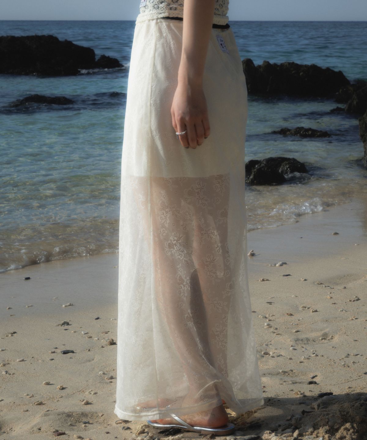로제프란츠(ROSEFRANTZ) Lace Lowrise Long Skirt [Cream]