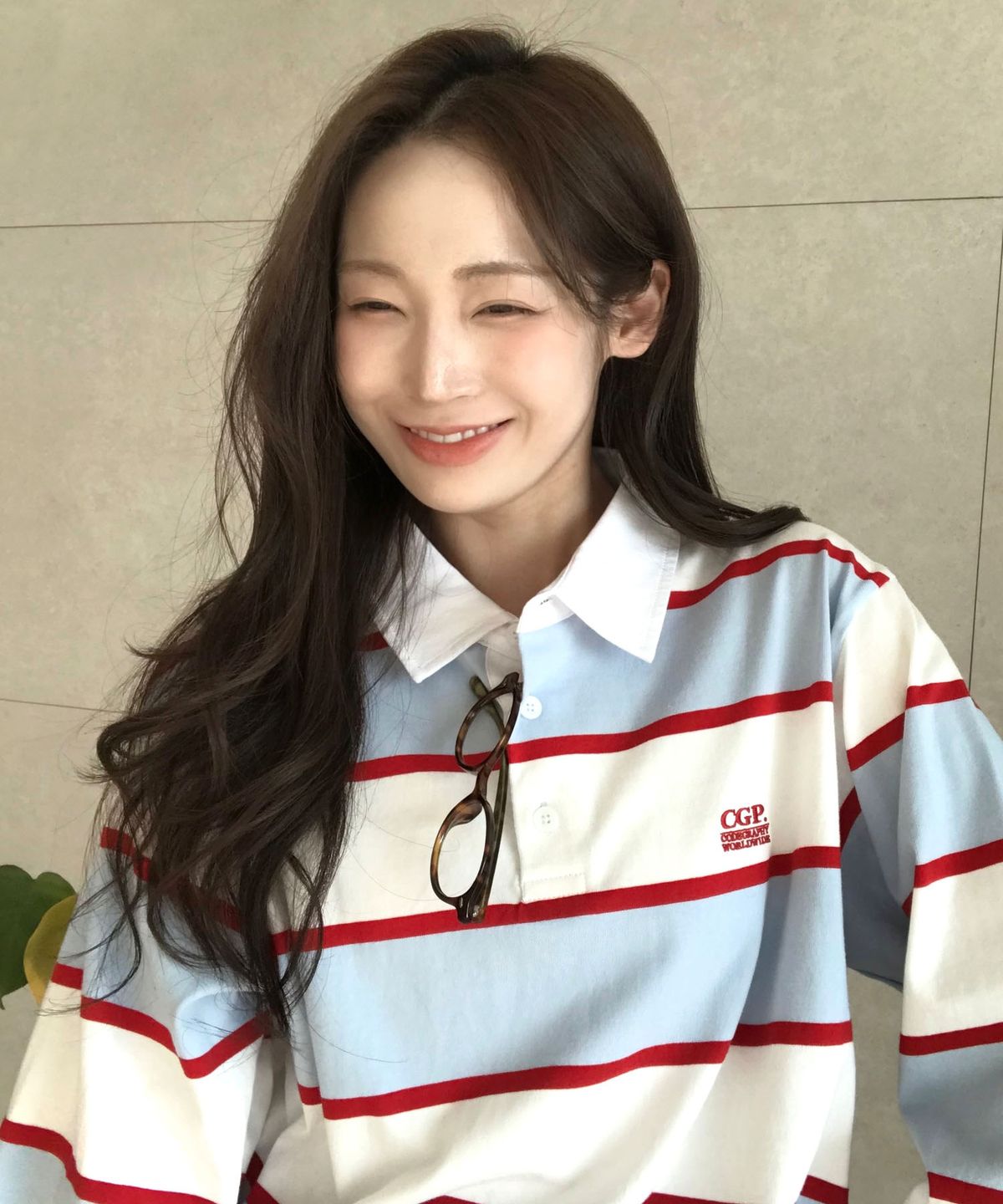 코드그라피(CGP) 스몰 스퀘어 로고 스트라이프 럭비티-스카이 블루