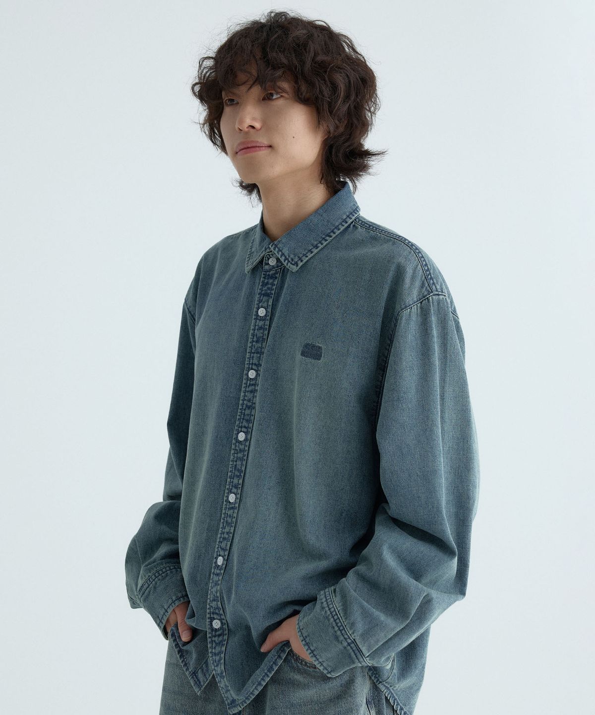 코드그라피(CGP) 데님 셔츠-빈티지 블루