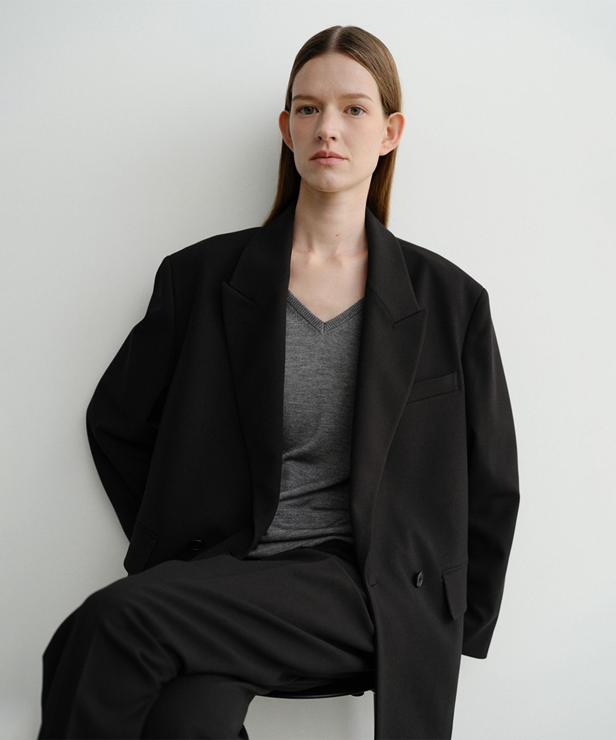 이아(EAAH) REND DOUBLE BREASTED JACKET (BLACK)