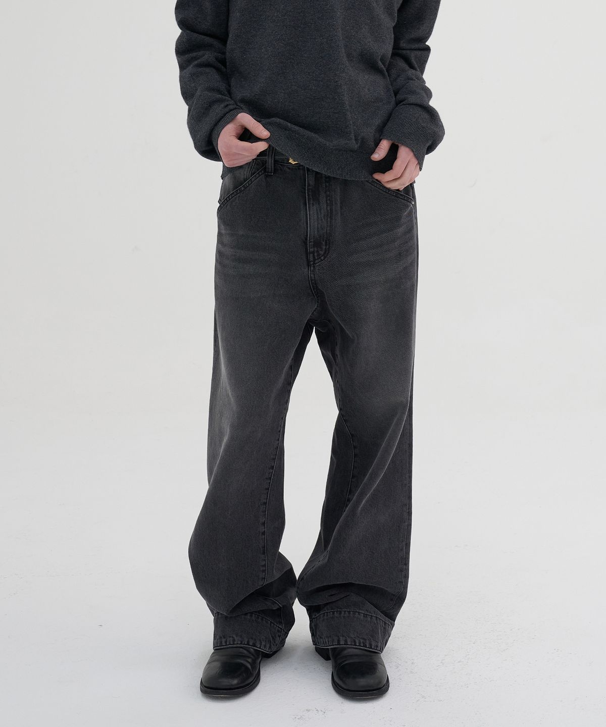 노운(NOUN) engineered motion denim pants (black)