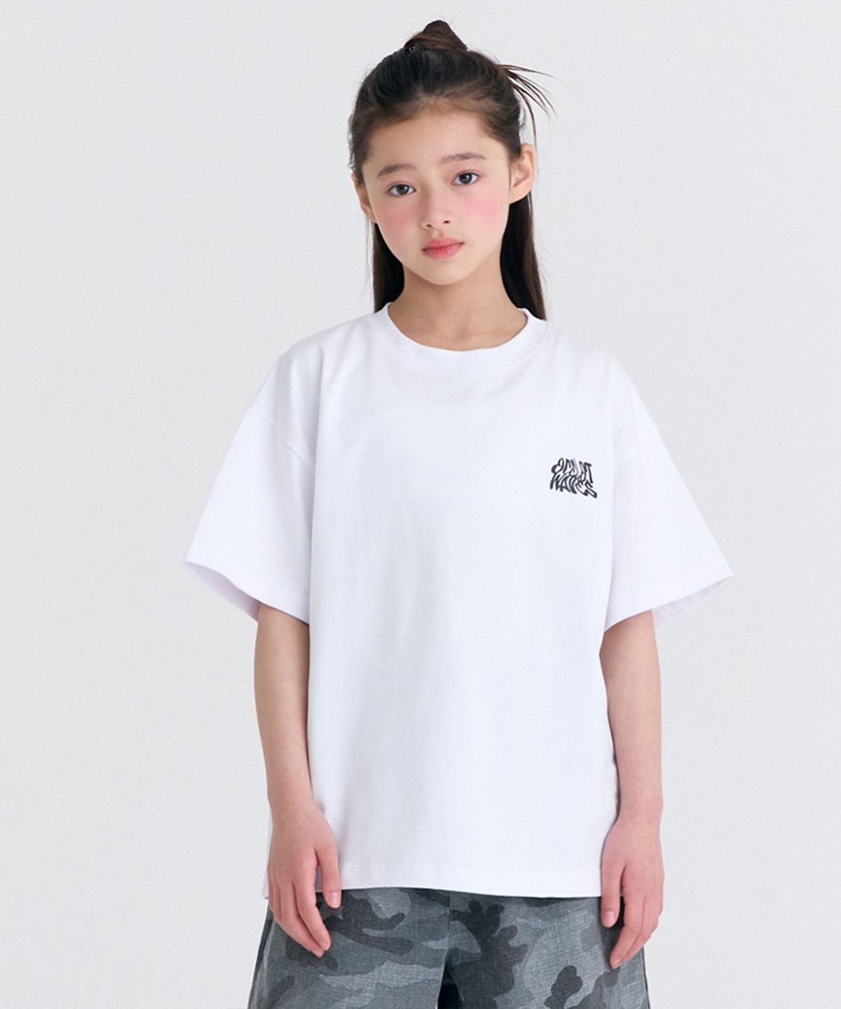 오실롯 주니어(OCELOT JUNIOR) D21 웨이브 로고 반팔 (화이트)