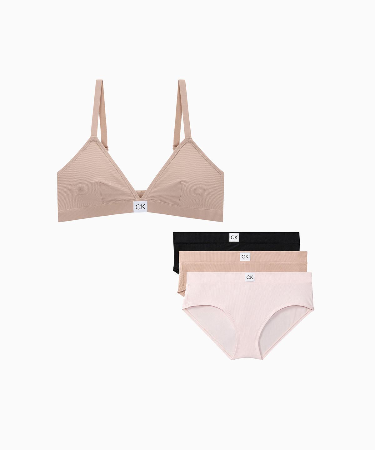 캘빈클라인 언더웨어(CALVIN KLEIN UNDERWEAR) 여성 마이크로 립 트라이앵글 브라+팬티 세트 (3 color)