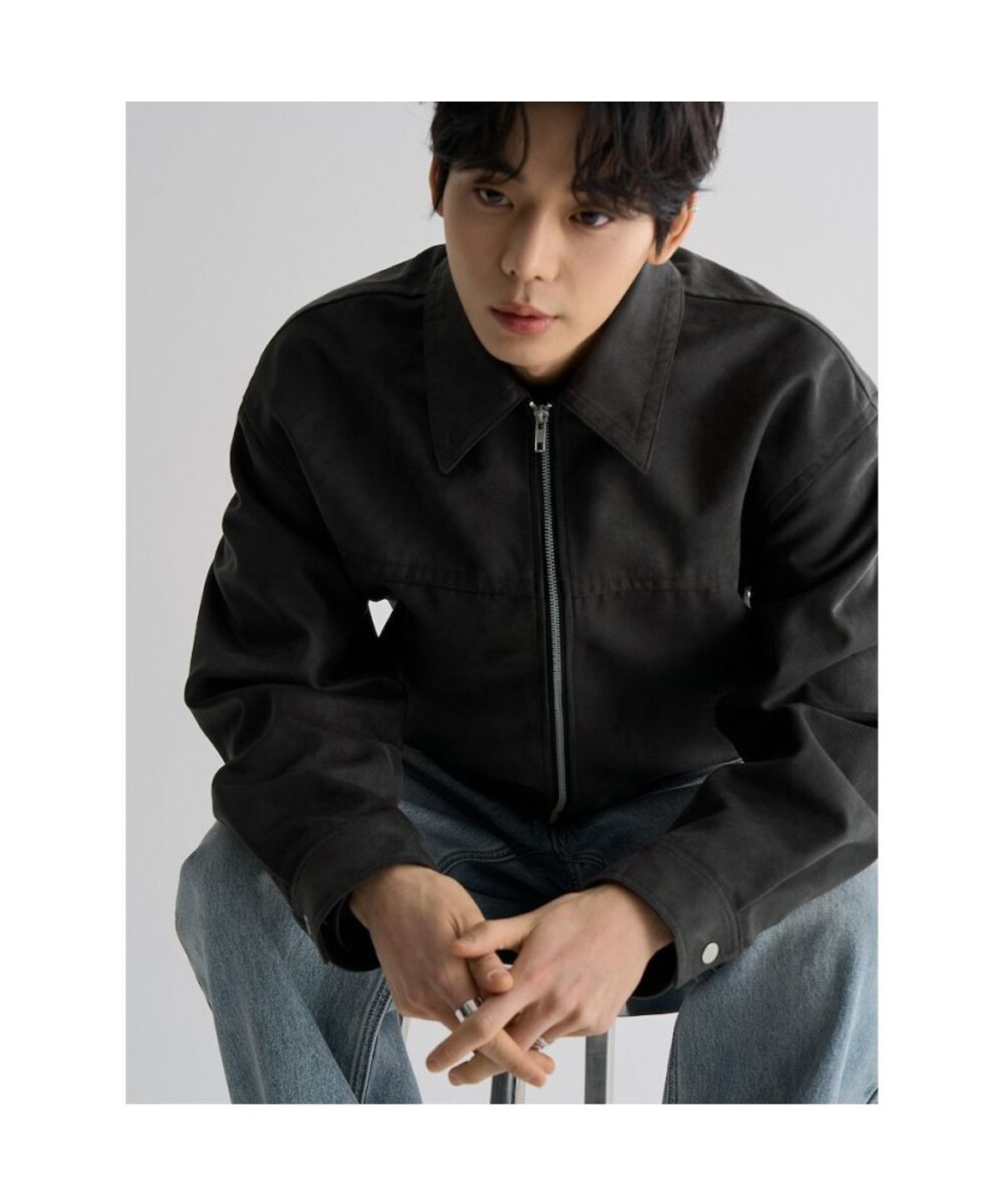에잇세컨즈(8SECONDS) 페이크 스웨이드 칼라 블루종  애쉬