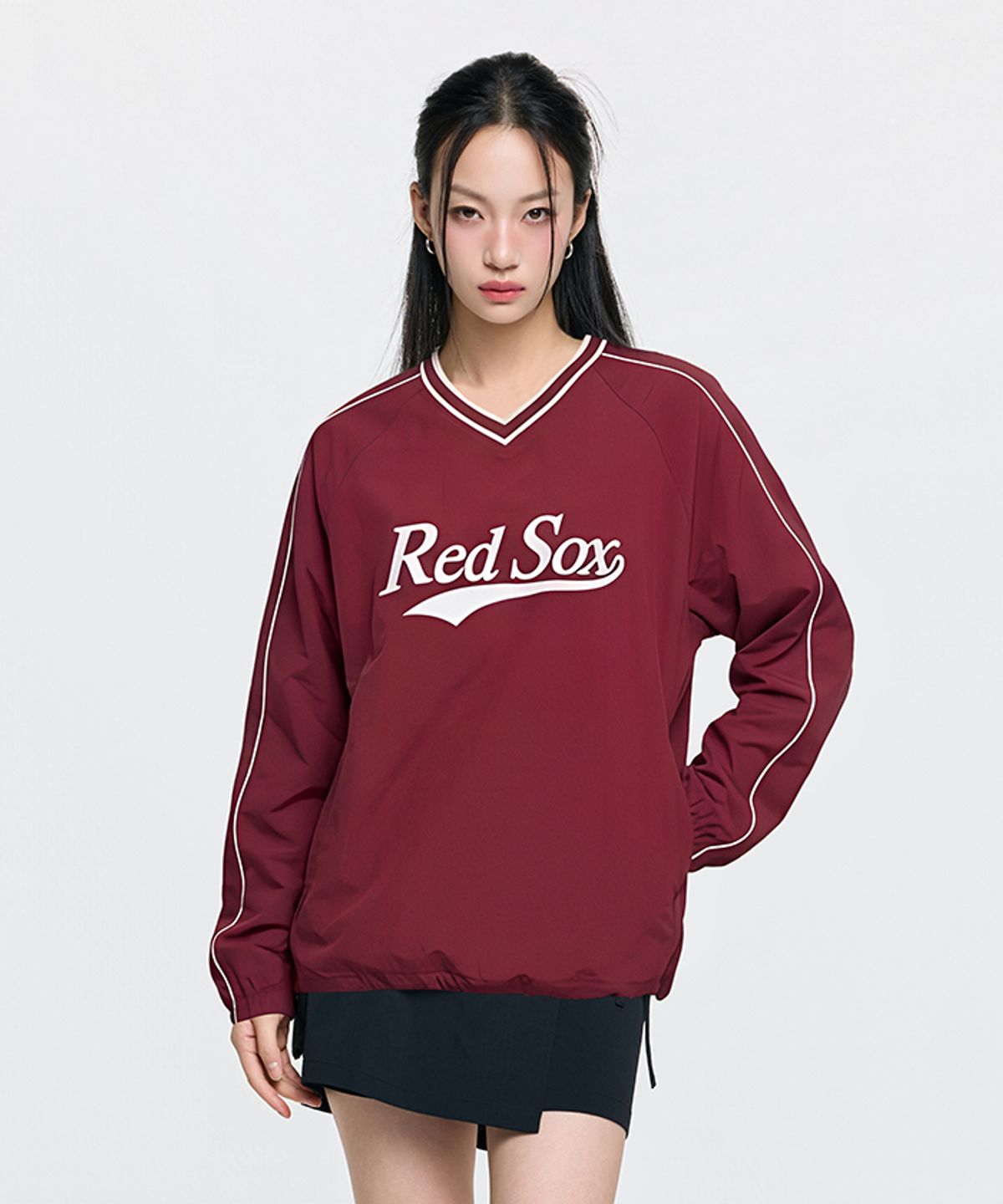 엠엘비(MLB) 바시티 컬시브 레터링 우븐 맨투맨 BOS (Wine)