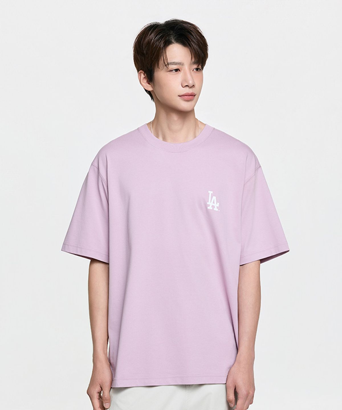 엠엘비(MLB) 베이직 스트릿 컬러레터 오버핏 반팔 티셔츠 LA (L.Lavender)