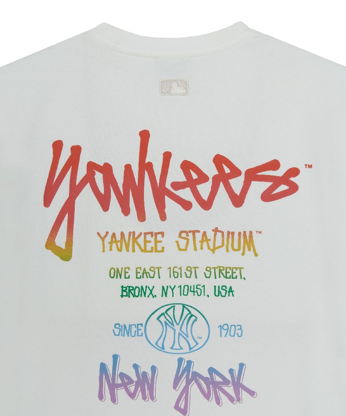 엠엘비(MLB) 베이직 스트릿 컬러레터 오버핏 반팔 티셔츠 NY (White)